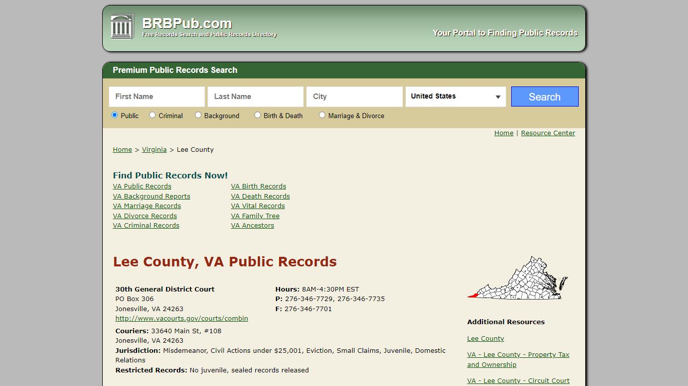 Lee County Public Records | Search Virginia Government Databases - BRB Pub